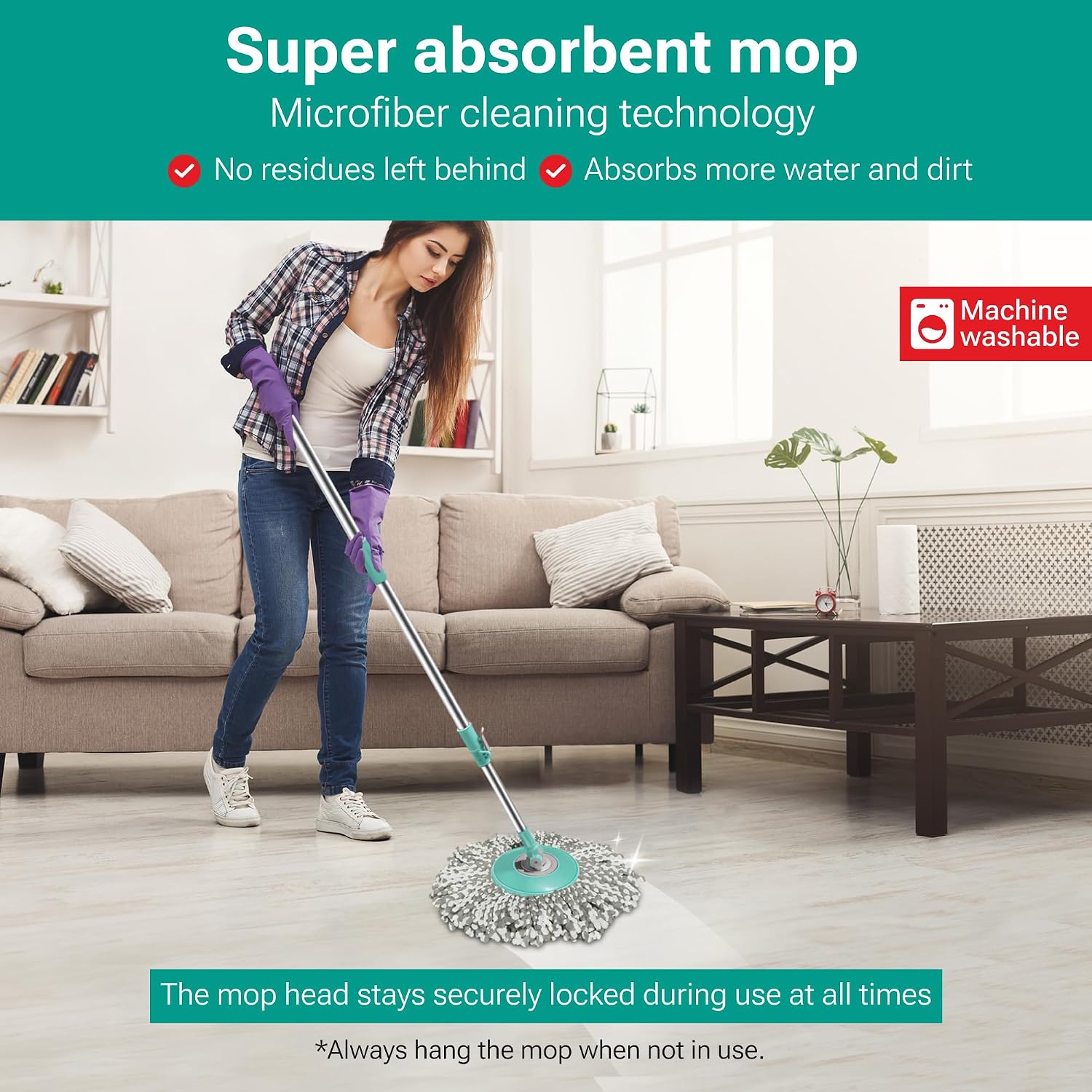 Spotzero spin mop bucket with big wheels