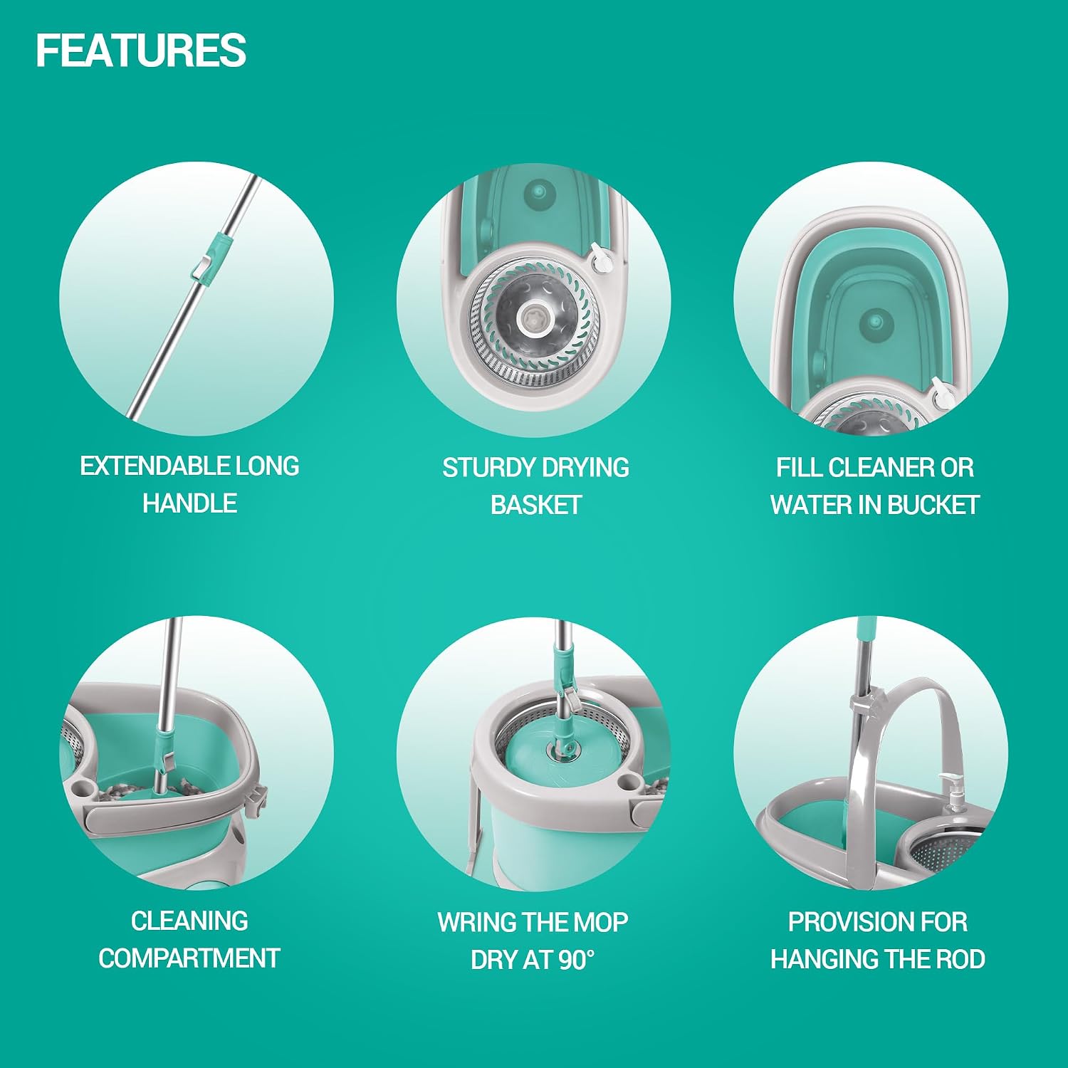 Spotzero mop 360 degree rotating handle